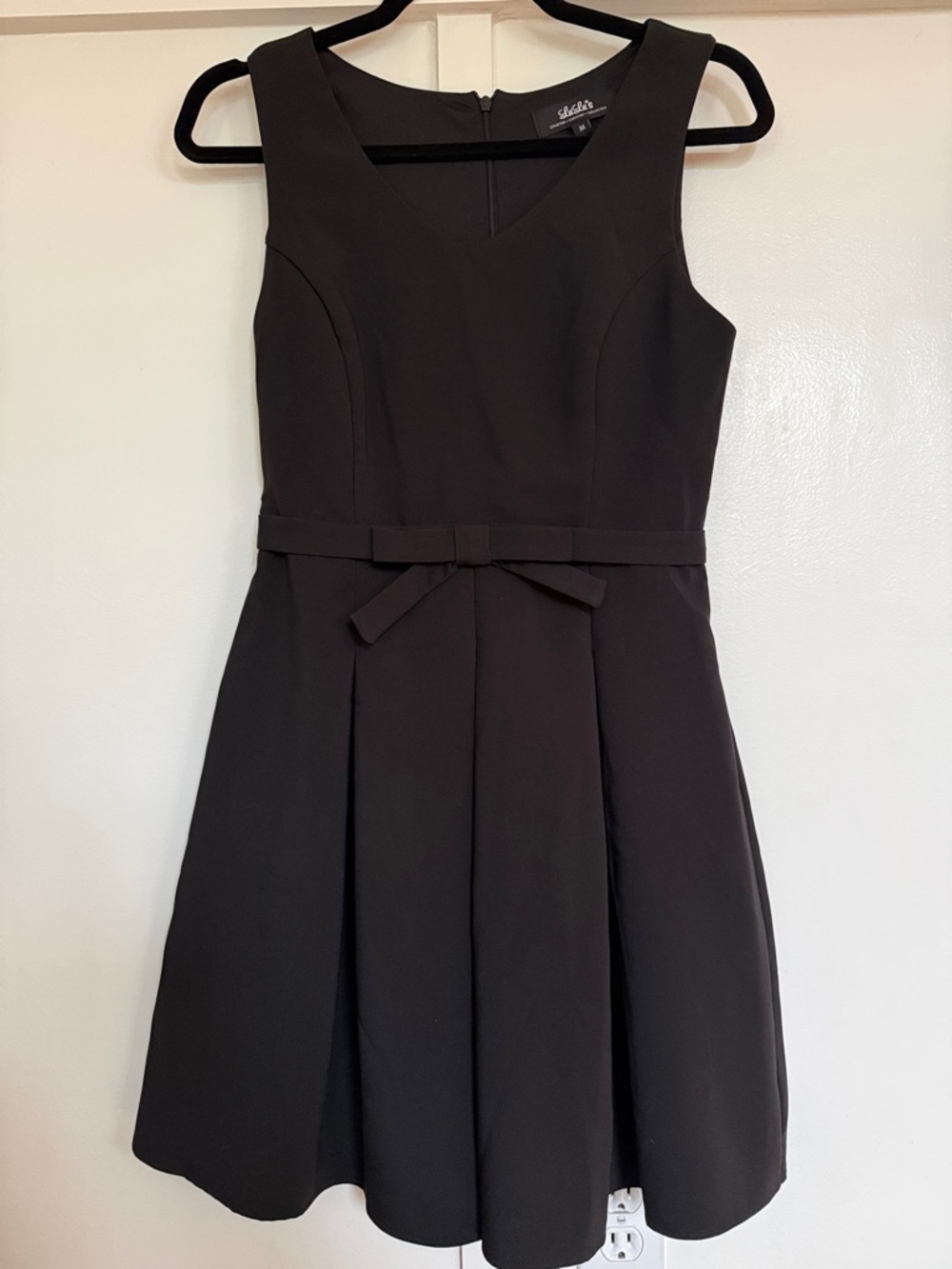 Lulu Black Sleeveless Bow-Waist Fit-and-Flare Mini Dress